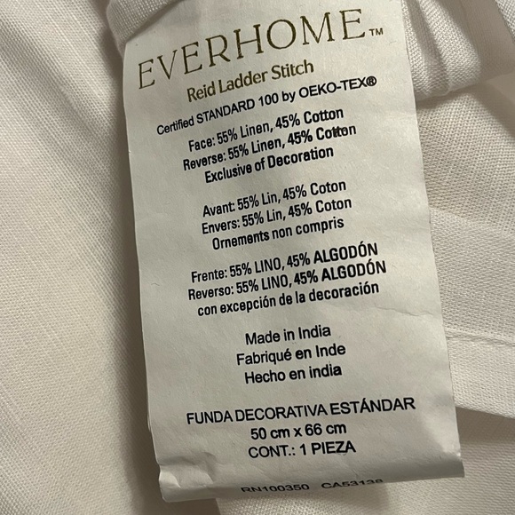 Everhome Queen Duvet 3 pc. Set White Linen Cotton Blend Gray Reid Ladder Stitch - Picture 8 of 13